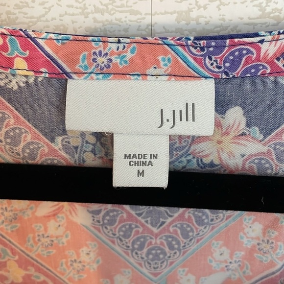 J. Jill women's sleeveless tie front summery workwear colorful blouse size M - Picture 4 of 8
